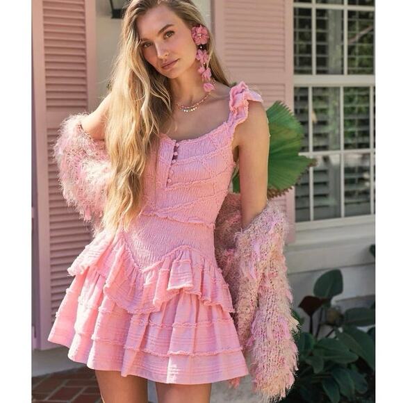 LoveShackFancy Dresses & Skirts - LoveShackFancy NWT Marsinia Large Ruffle Cotton Dress in Bubblegum Pink